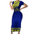 Personalised Fiji Natabua High School Short Sleeve Bodycon Dress Fijian Tapa Pattern LT14 Long Dress Blue - Polynesian Pride