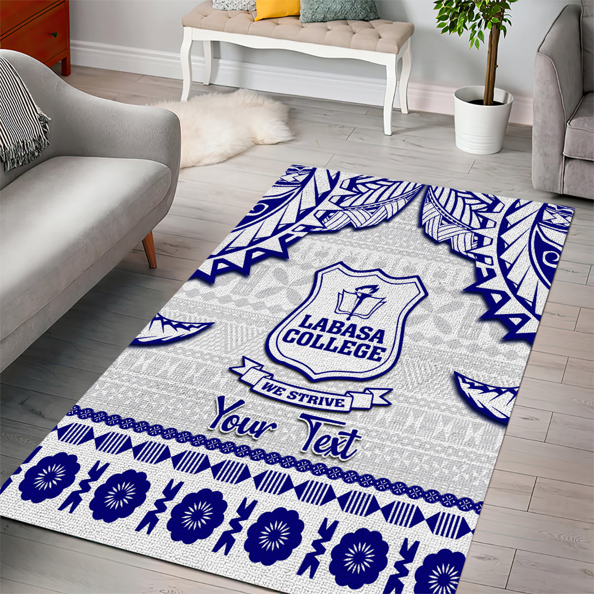 Personalised Fiji Labasa College Area Rug Fijian Tapa Pattern LT14 - Polynesian Pride