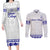 Personalised Fiji Labasa College Couples Matching Long Sleeve Bodycon Dress and Long Sleeve Button Shirt Fijian Tapa Pattern LT14 White - Polynesian Pride