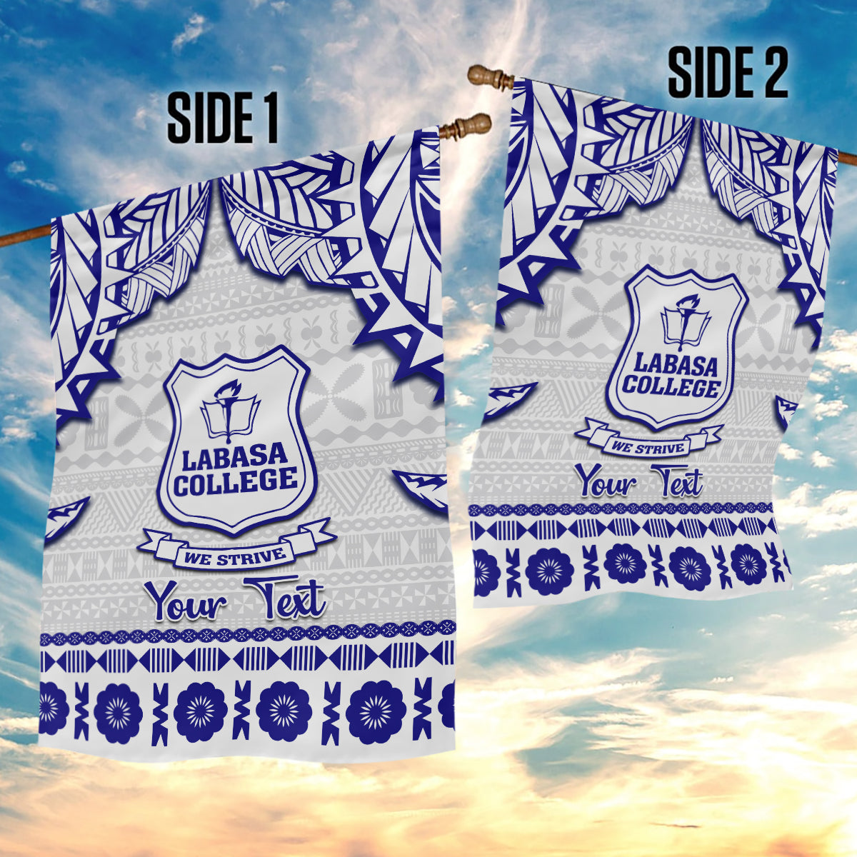 Personalised Fiji Labasa College Garden Flag Fijian Tapa Pattern LT14 - Polynesian Pride