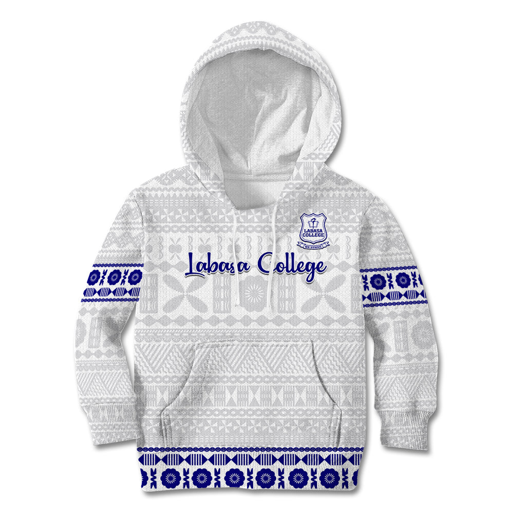 Personalised Fiji Labasa College Kid Hoodie Fijian Tapa Pattern LT14 Hoodie White - Polynesian Pride