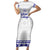 Personalised Fiji Labasa College Short Sleeve Bodycon Dress Fijian Tapa Pattern LT14 Long Dress White - Polynesian Pride