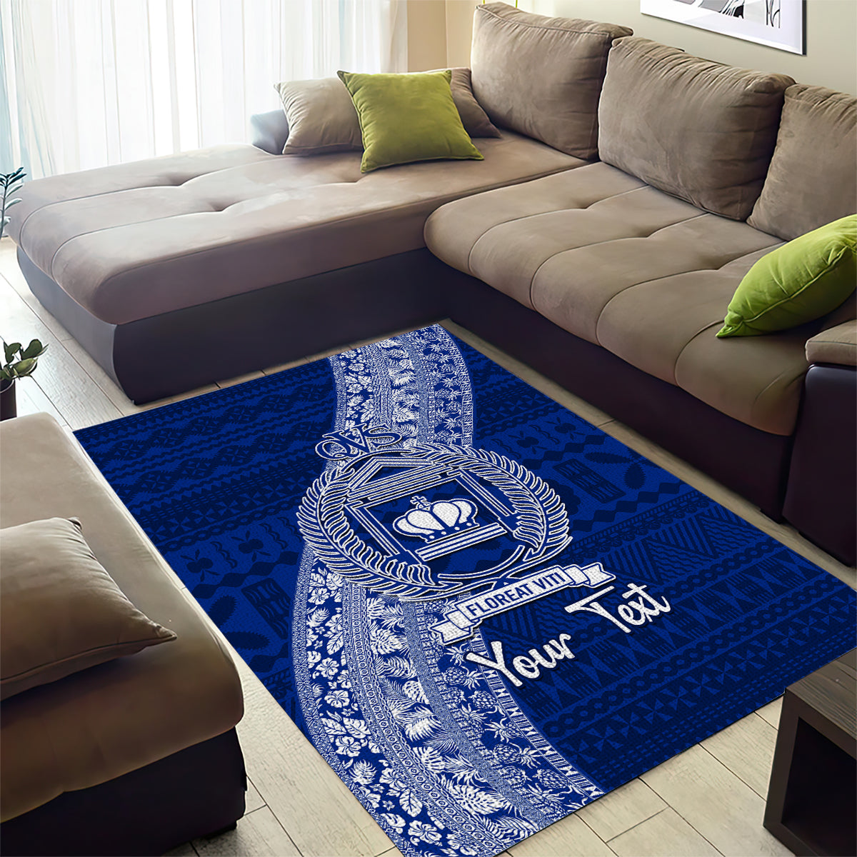 Personalised Fiji Queen Victoria School Area Rug Fijian Tapa Pattern LT14 - Polynesian Pride
