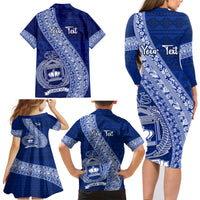 Personalised Fiji Queen Victoria School Family Matching Long Sleeve Bodycon Dress and Hawaiian Shirt Fijian Tapa Pattern LT14 - Polynesian Pride