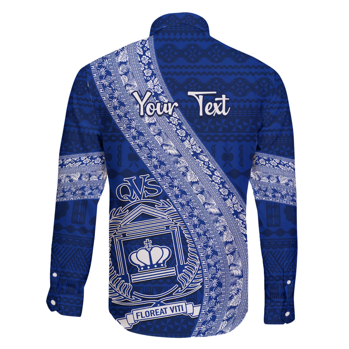 Personalised Fiji Queen Victoria School Family Matching Long Sleeve Bodycon Dress and Hawaiian Shirt Fijian Tapa Pattern LT14 - Polynesian Pride