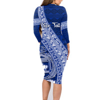 Personalised Fiji Queen Victoria School Family Matching Long Sleeve Bodycon Dress and Hawaiian Shirt Fijian Tapa Pattern LT14 - Polynesian Pride