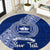 Personalised Fiji Queen Victoria School Round Carpet Fijian Tapa Pattern LT14 Blue - Polynesian Pride