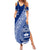 Personalised Fiji Queen Victoria School Summer Maxi Dress Fijian Tapa Pattern LT14 Women Blue - Polynesian Pride