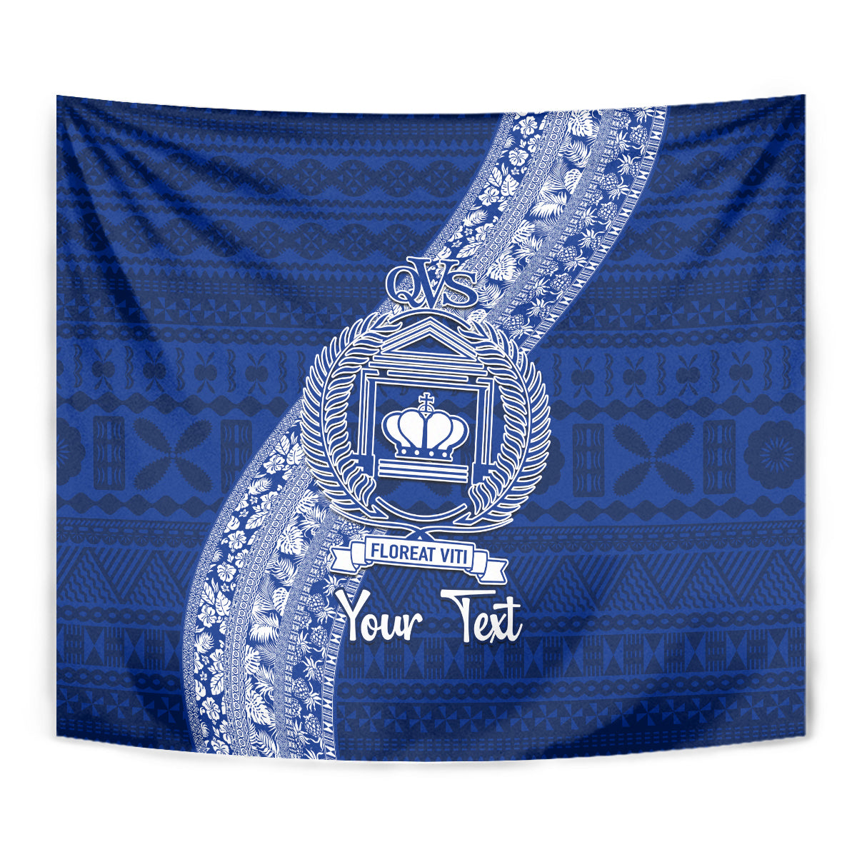 Personalised Fiji Queen Victoria School Tapestry Fijian Tapa Pattern LT14 - Polynesian Pride
