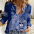 Personalised Fiji Queen Victoria School Women Casual Shirt Fijian Tapa Pattern LT14 Female Blue - Polynesian Pride
