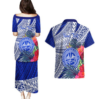 Personalised Samoana High School Couples Matching Puletasi Dress and Hawaiian Shirt American Samoa Schools Polynesian Tropical Flowers LT14 - Polynesian Pride