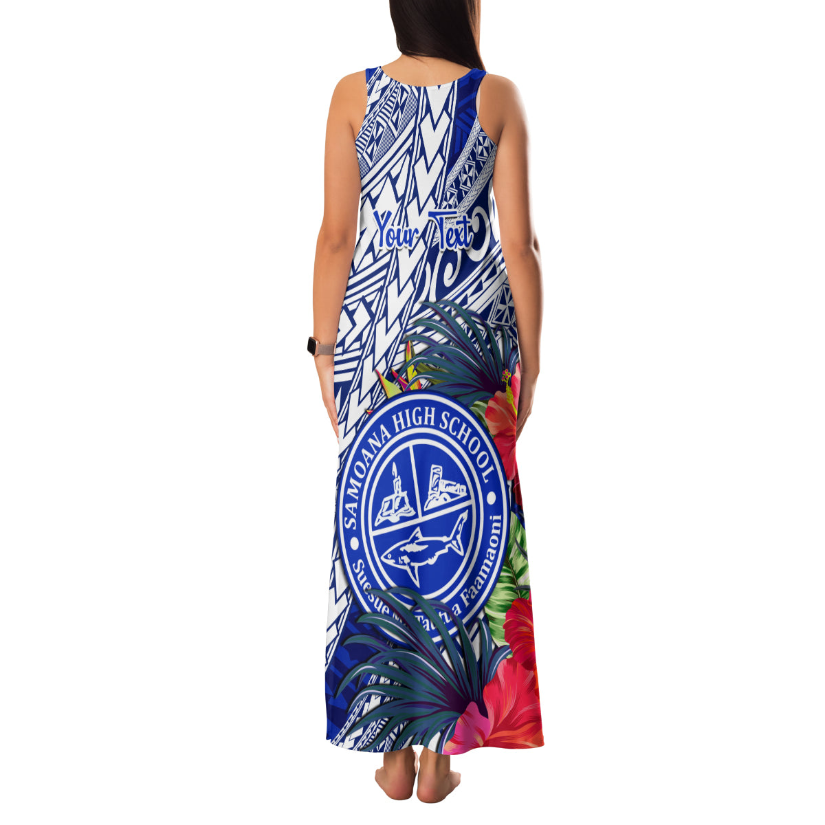 Personalised Samoana High School Family Matching Tank Maxi Dress and Hawaiian Shirt American Samoa Schools Polynesian Tropical Flowers LT14 - Polynesian Pride