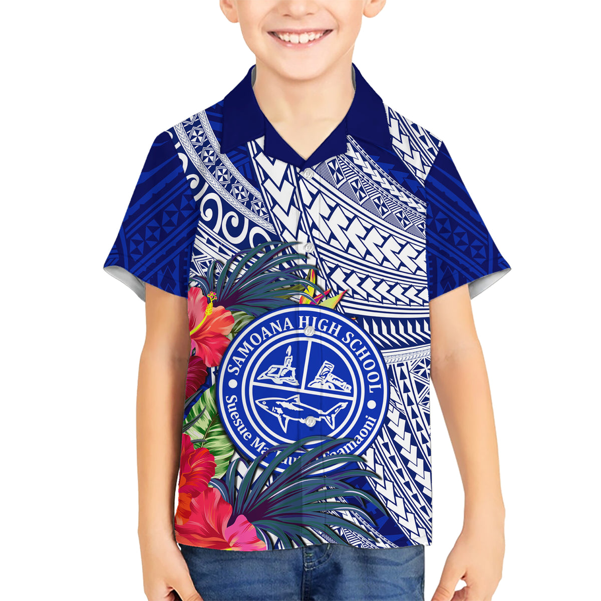 Personalised Samoana High School Hawaiian Shirt American Samoa Schools Polynesian Tropical Flowers LT14 - Polynesian Pride
