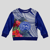 Personalised Samoana High School Kid Ugly Christmas Sweater American Samoa Schools Polynesian Tropical Flowers LT14 Kid Blue - Polynesian Pride
