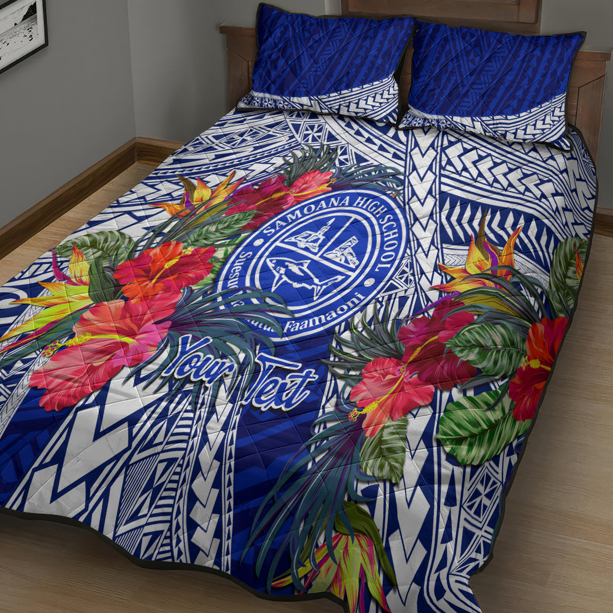 Personalised Samoana High School Quilt Bed Set American Samoa Schools Polynesian Tropical Flowers LT14 - Polynesian Pride