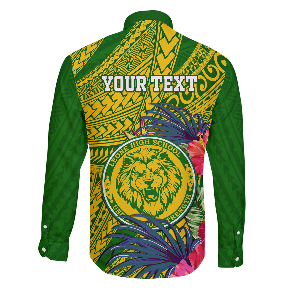 Personalised Leone High School Family Matching Off Shoulder Long Sleeve Dress and Hawaiian Shirt American Samoa Schools Polynesian Tropical Flowers LT14 - Polynesian Pride