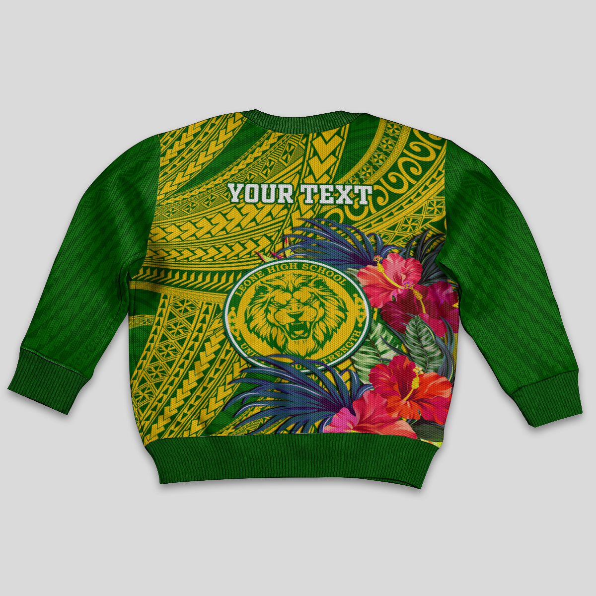 Personalised Leone High School Kid Ugly Christmas Sweater American Samoa Schools Polynesian Tropical Flowers LT14 - Polynesian Pride