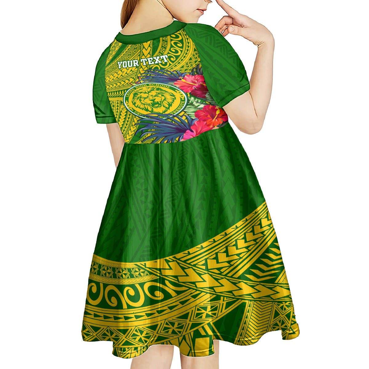 Personalised Leone High School Kid Short Sleeve Dress American Samoa Schools Polynesian Tropical Flowers LT14 - Polynesian Pride