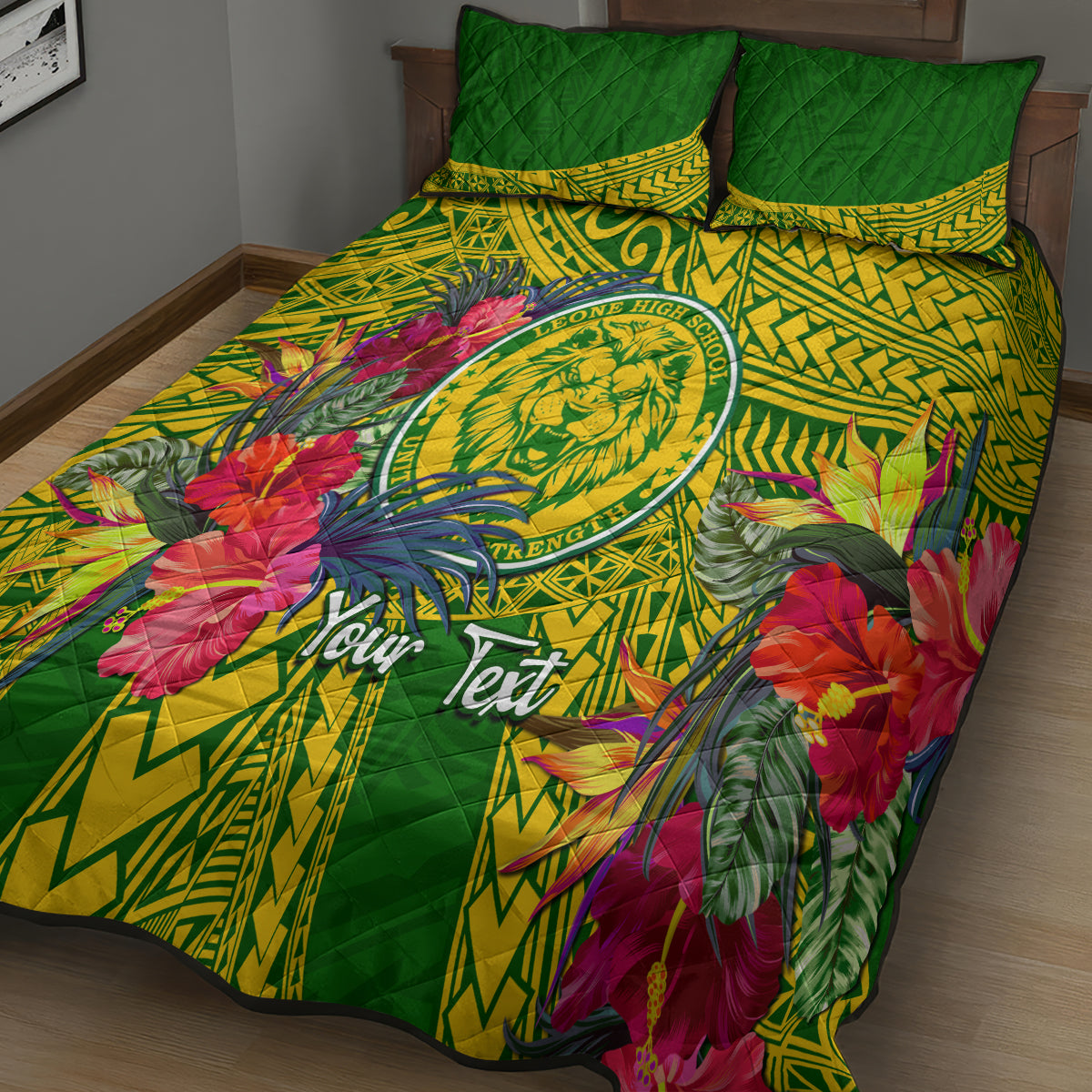 Personalised Leone High School Quilt Bed Set American Samoa Schools Polynesian Tropical Flowers LT14 - Polynesian Pride