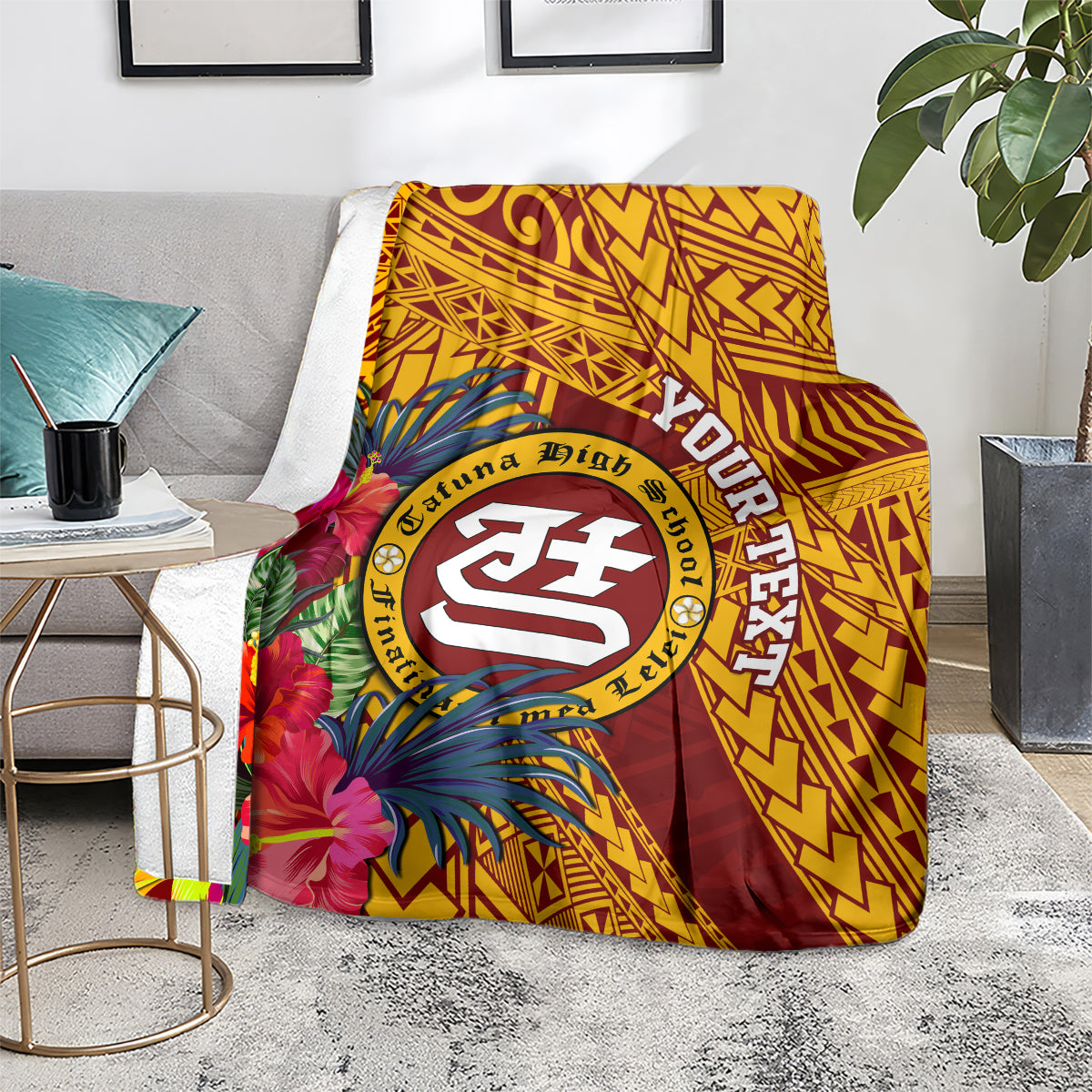 Personalised Tafuna High School Blanket American Samoa Schools Polynesian Tropical Flowers LT14 - Polynesian Pride