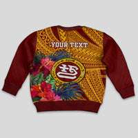 Personalised Tafuna High School Kid Ugly Christmas Sweater American Samoa Schools Polynesian Tropical Flowers LT14 - Polynesian Pride