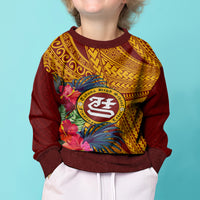 Personalised Tafuna High School Kid Ugly Christmas Sweater American Samoa Schools Polynesian Tropical Flowers LT14 - Polynesian Pride