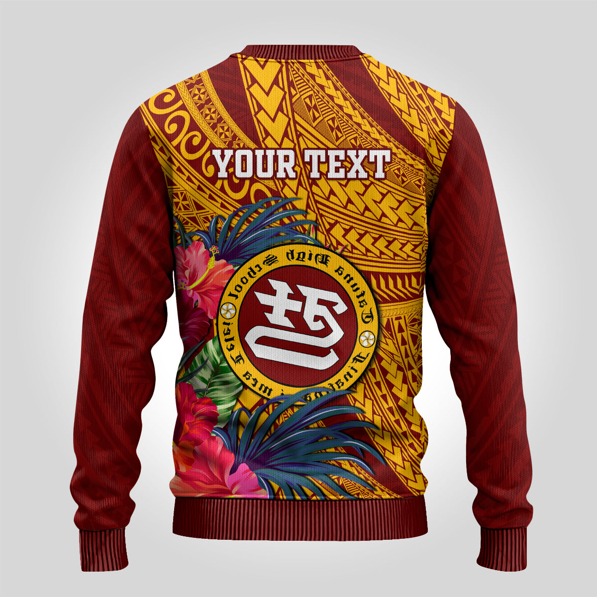 Personalised Tafuna High School Ugly Christmas Sweater American Samoa Schools Polynesian Tropical Flowers LT14 - Polynesian Pride