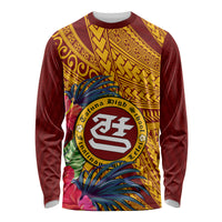 Personalised Tafuna High School Long Sleeve Shirt American Samoa Schools Polynesian Tropical Flowers LT14 Unisex Maroon - Polynesian Pride