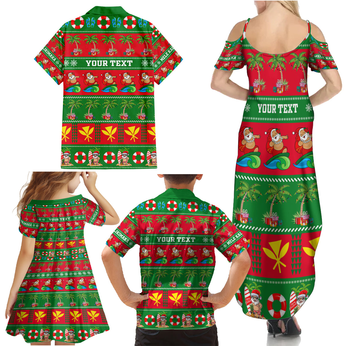 Personalised Hawaii Christmas Family Matching Summer Maxi Dress and Hawaiian Shirt Mele Kalikimaka LT14 - Polynesian Pride