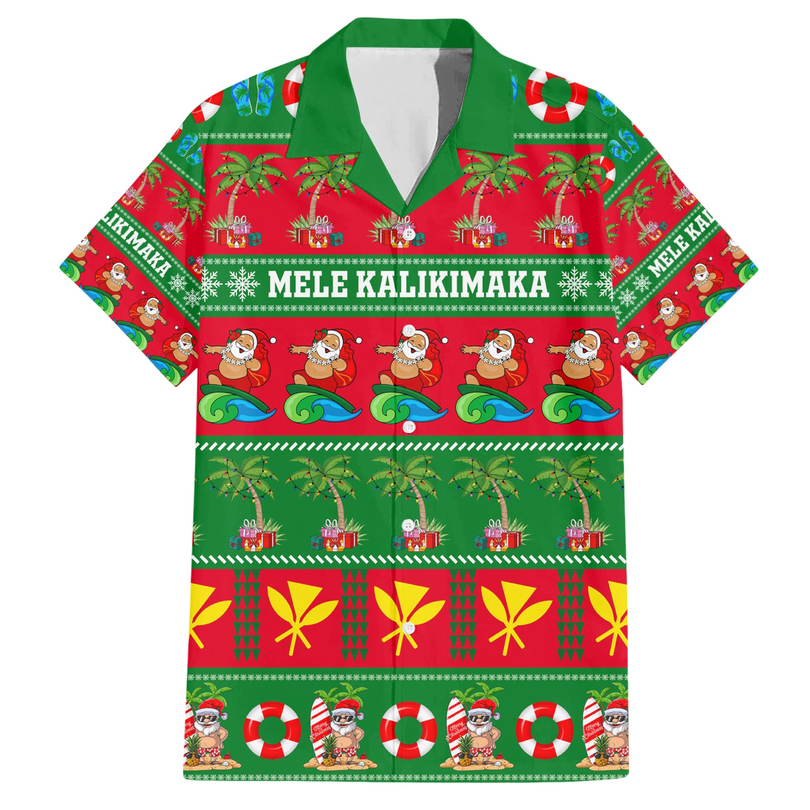 Personalised Hawaii Christmas Hawaiian Shirt Mele Kalikimaka LT14 Green - Polynesian Pride