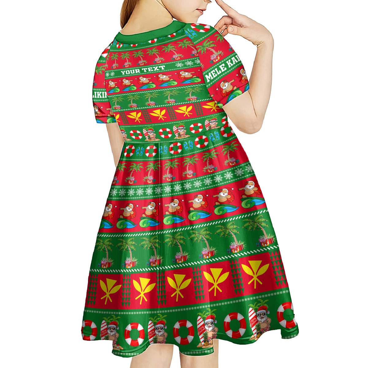 Personalised Hawaii Christmas Kid Short Sleeve Dress Mele Kalikimaka LT14 - Polynesian Pride