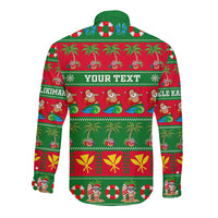 Personalised Hawaii Christmas Long Sleeve Button Shirt Mele Kalikimaka LT14 - Polynesian Pride