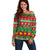 Personalised Hawaii Christmas Off Shoulder Sweater Mele Kalikimaka LT14 Women Green - Polynesian Pride