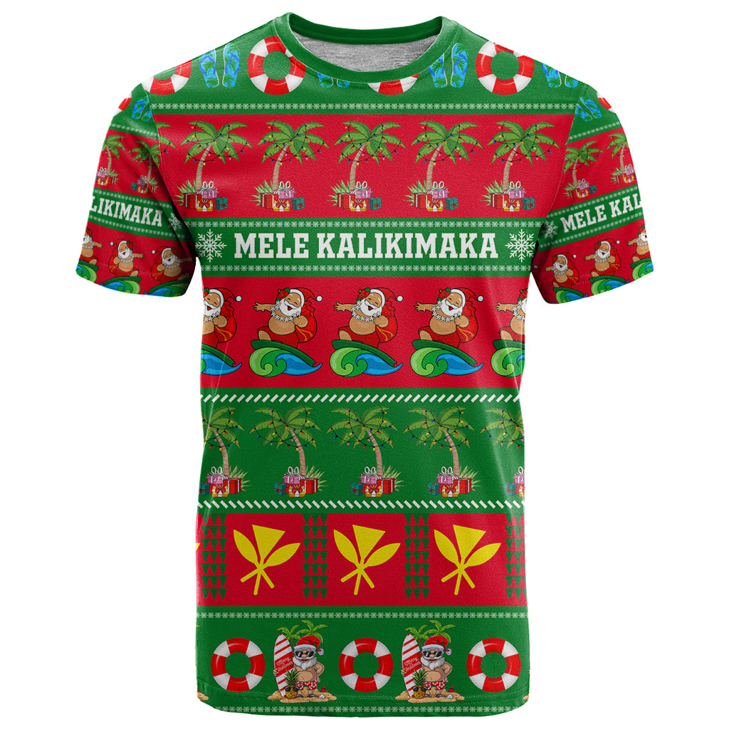 Personalised Hawaii Christmas T Shirt Mele Kalikimaka LT14 Green - Polynesian Pride