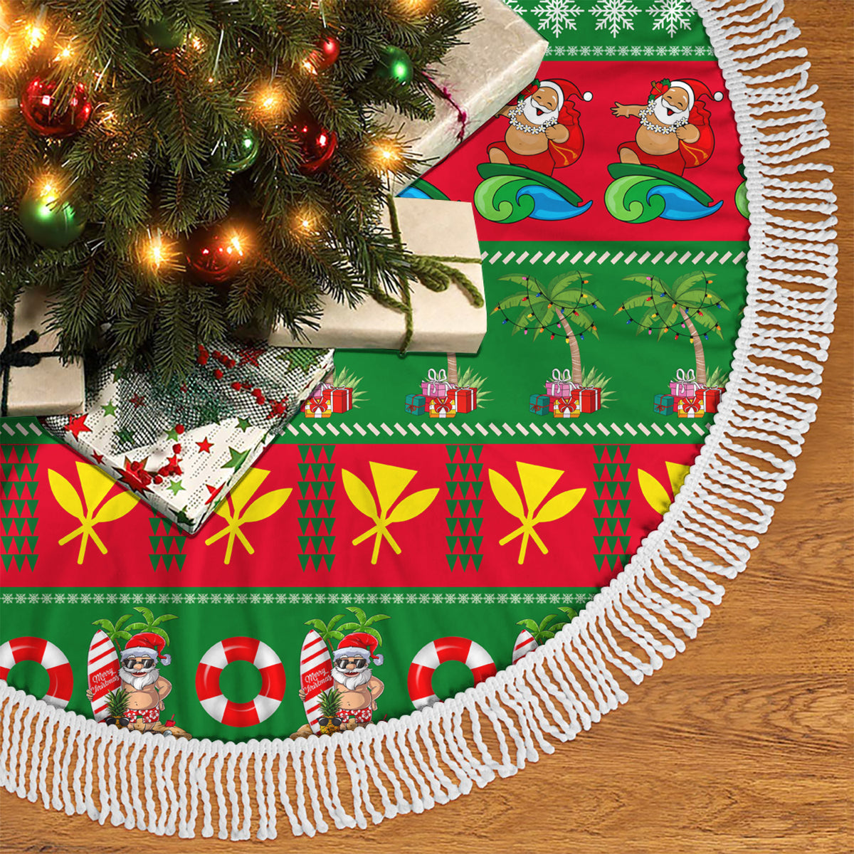 Hawaii Christmas Tree Skirt Mele Kalikimaka LT14 - Polynesian Pride