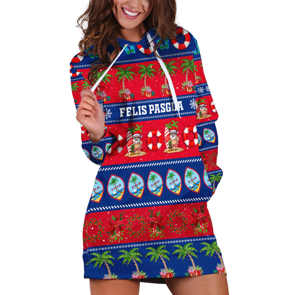 Personalised Guam Christmas Hoodie Dress Felis Pasgua LT14 Blue - Polynesian Pride