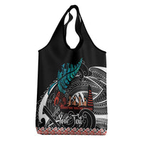 Personalised New Zealand Waka Grocery Bag Aotearoa Maori Silver Fern Pattern