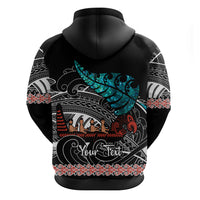 Personalised New Zealand Waka Hoodie Aotearoa Maori Silver Fern Pattern LT14 - Polynesian Pride