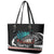 Personalised New Zealand Waka Leather Tote Bag Aotearoa Maori Silver Fern Pattern LT14 - Polynesian Pride