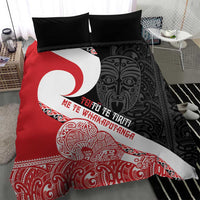 Toitu Te Tiriti Me Te Whakaputanga Bedding Set Maori Wahaika With Haka Face