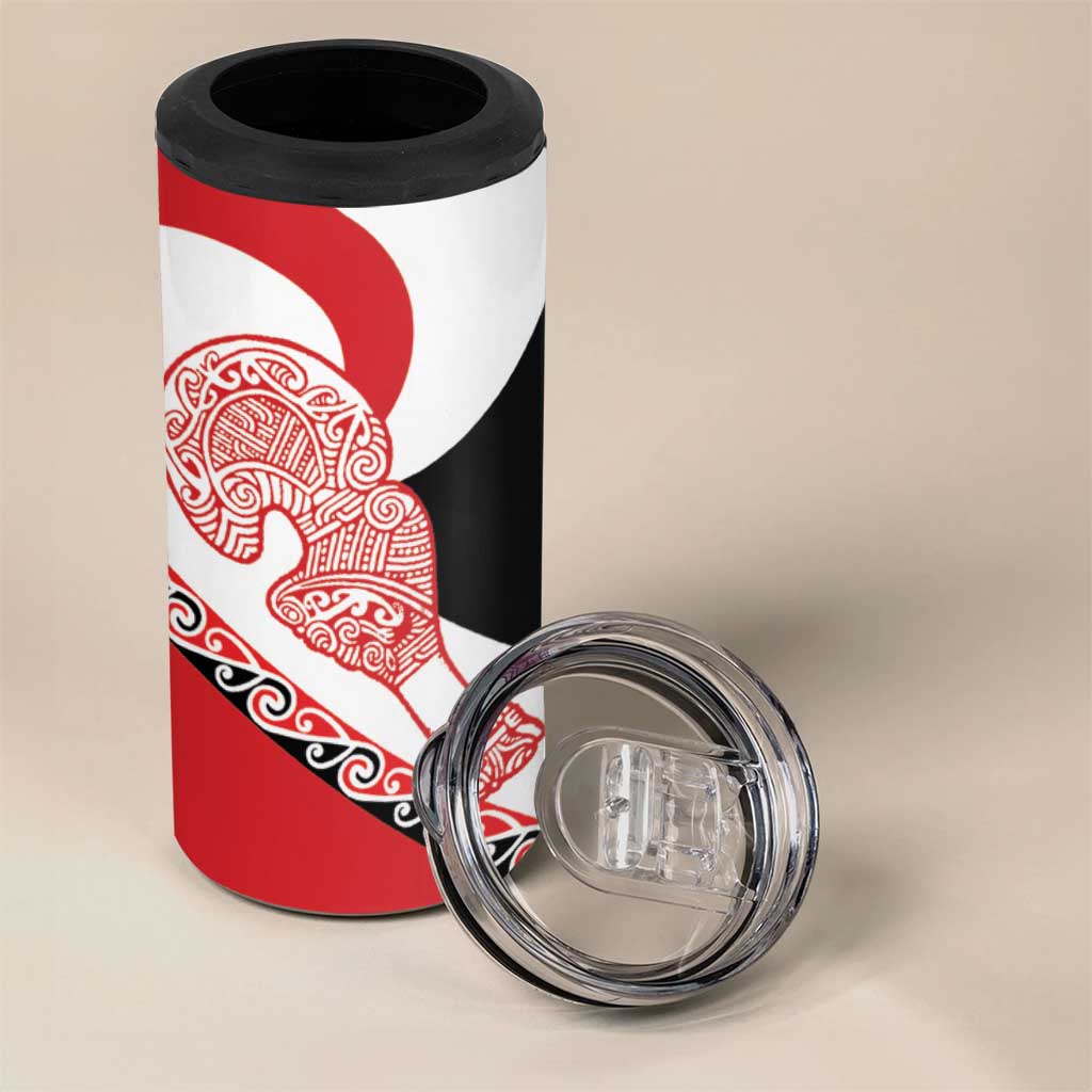 Toitu Te Tiriti Me Te Whakaputanga 4 in 1 Can Cooler Tumbler Maori Wahaika With Haka Face
