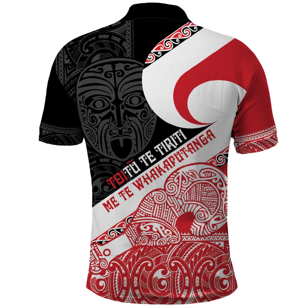 Toitu Te Tiriti Me Te Whakaputanga Polo Shirt Maori Wahaika With Haka Face LT14 - Polynesian Pride