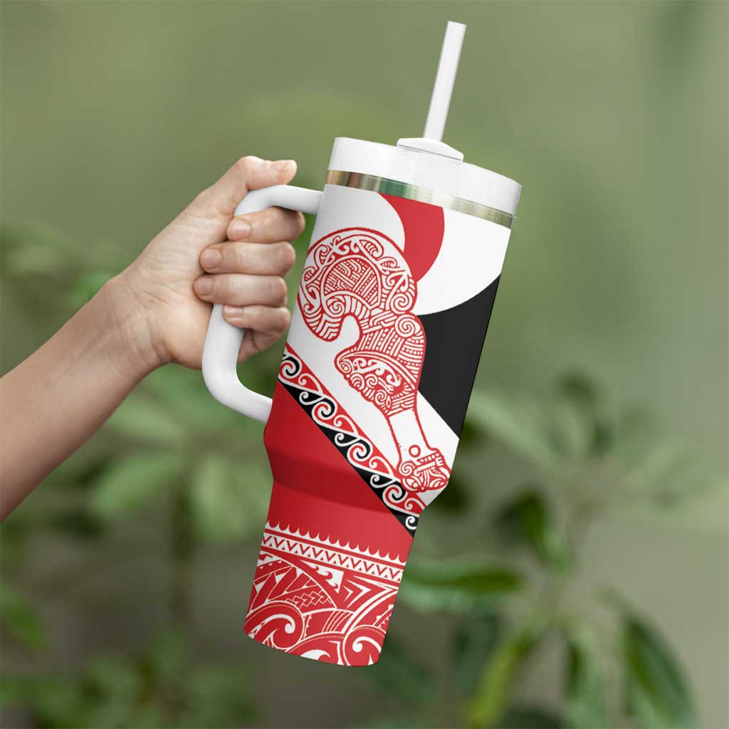 Toitu Te Tiriti Me Te Whakaputanga Tumbler With Handle Maori Wahaika With Haka Face