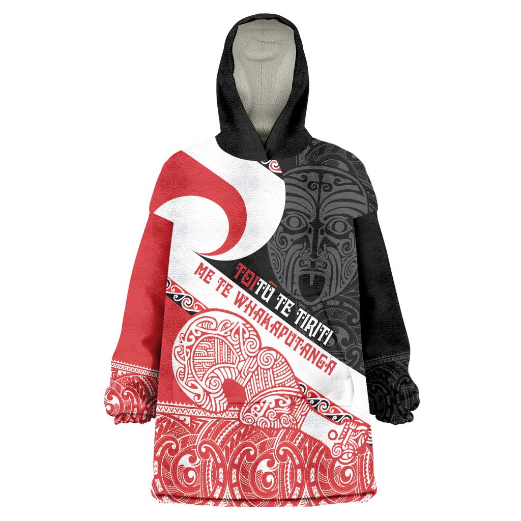 Toitu Te Tiriti Me Te Whakaputanga Wearable Blanket Hoodie Maori Wahaika With Haka Face