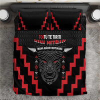 Personalised Toitu Te Tiriti Mana Maori Motuhake Bedding Set Aotearoa Haka Face Mix Poutama Art
