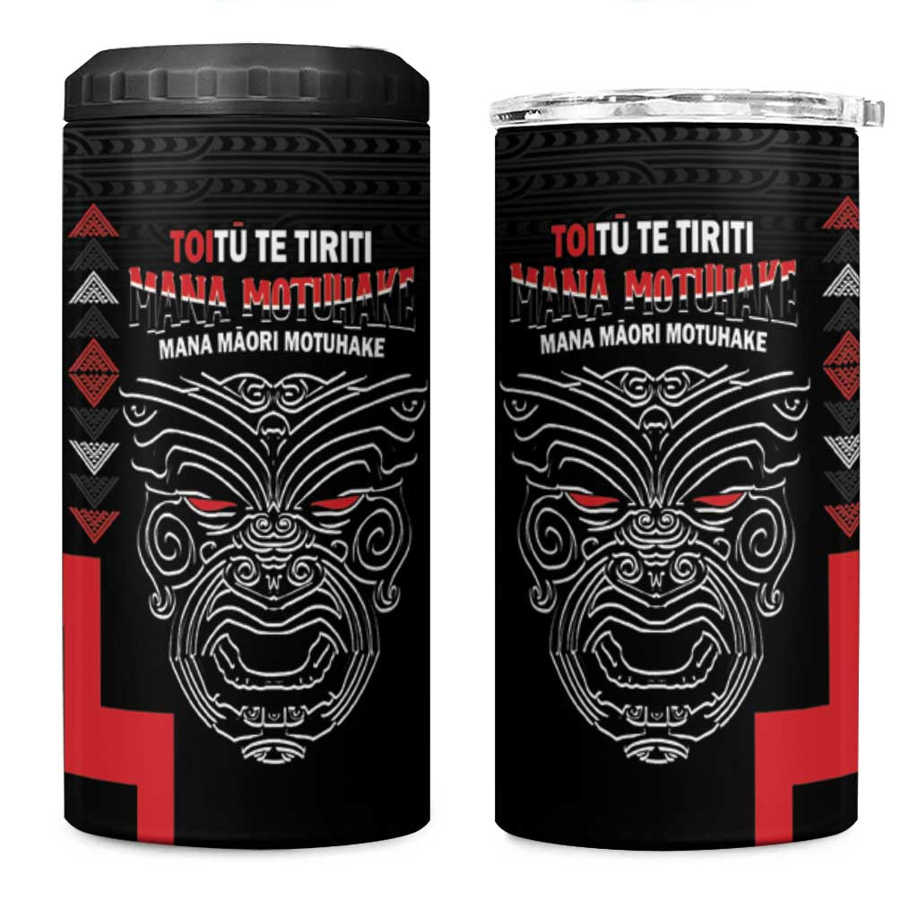 Toitu Te Tiriti Mana Maori Motuhake 4 in 1 Can Cooler Tumbler Aotearoa Haka Face Mix Poutama Art