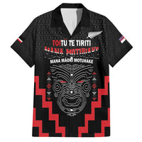 Personalised Toitu Te Tiriti Mana Maori Motuhake Hawaiian Shirt Aotearoa Haka Face Mix Poutama Art