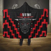 Personalised Toitu Te Tiriti Mana Maori Motuhake Hooded Blanket Aotearoa Haka Face Mix Poutama Art