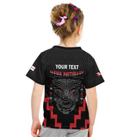 Personalised Toitu Te Tiriti Mana Maori Motuhake Kid T Shirt Aotearoa Haka Face Mix Poutama Art