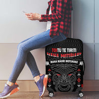 Personalised Toitu Te Tiriti Mana Maori Motuhake Luggage Cover Aotearoa Haka Face Mix Poutama Art LT14 - Polynesian Pride